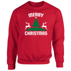 Fenyőfa és szarvas mintás karácsonyi pulóver 2XL